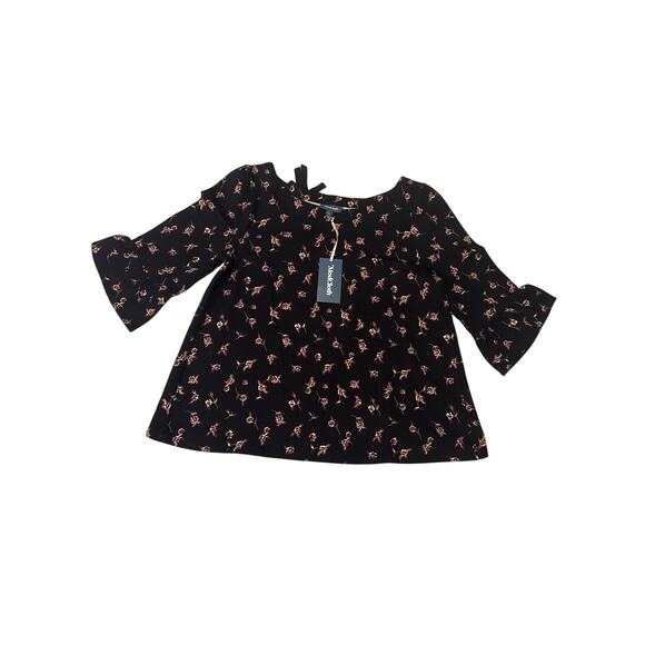 NWT ModCloth Sunday Afilado Black Floral Back Wrap Bow Tie Pullover Top Size L - Picture 3 of 13